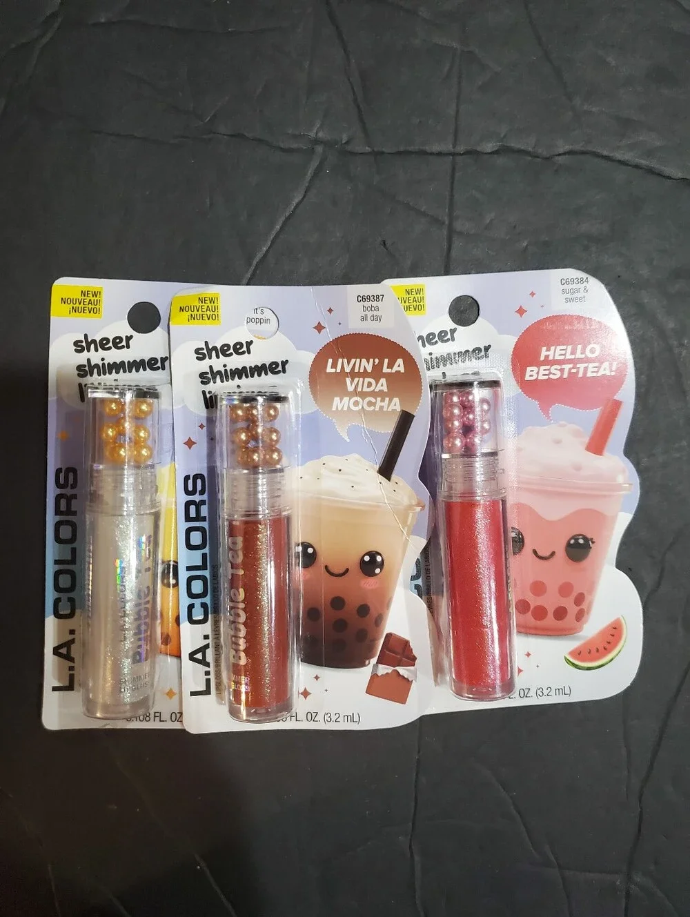 4pack bobba tea inspired sheer shimmer lipgloss set brand new